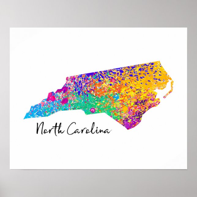 North Carolina Moderne Karte Poster (Vorne)