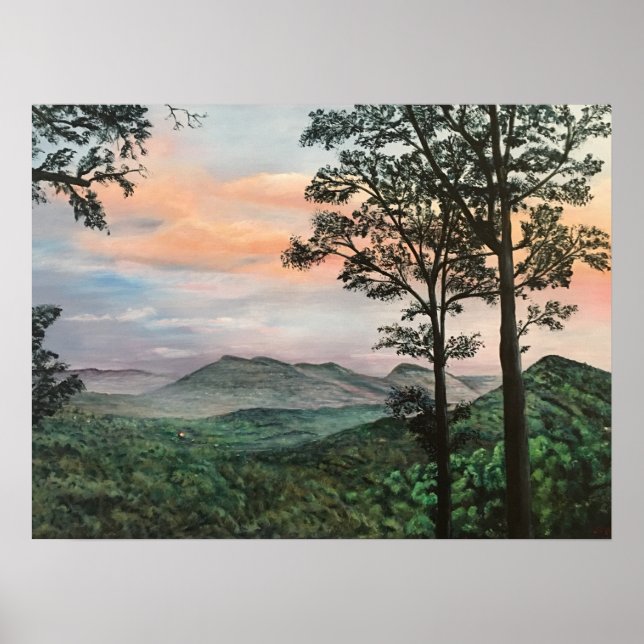 North Carolina Mountain Sunrise Acrylmalerei Poster (Vorne)
