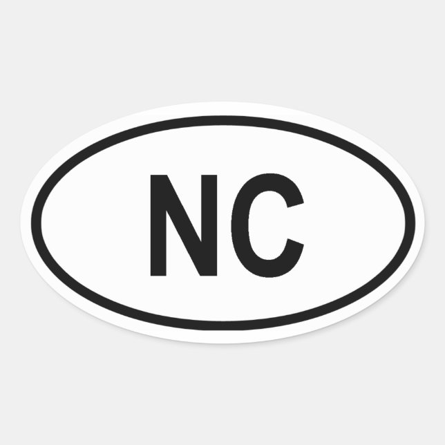 North Carolina "NC" Ovaler Aufkleber (Vorderseite)