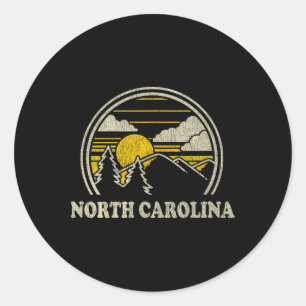 North Carolina Nc T-Shirt Vintage Wandern Berge Runder Aufkleber