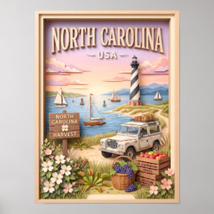North Carolina Outer Banks Leuchtturm-Rundreise Poster