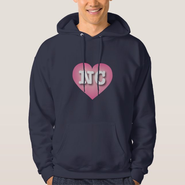 North Carolina Pink Fade Heart - I Liebe NC Hoodie (Vorderseite)
