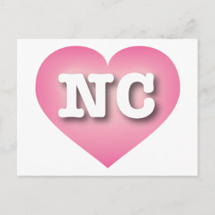 North Carolina Pink Fade Heart - I Liebe NC Postkarte