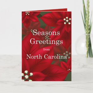 North Carolina Poinsettia Seasons Greetings Feiertagskarte