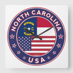 North Carolina Quadratische Wanduhr
