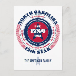 North Carolina, Raleigh, NC, Patriotic, Monogram Postkarte