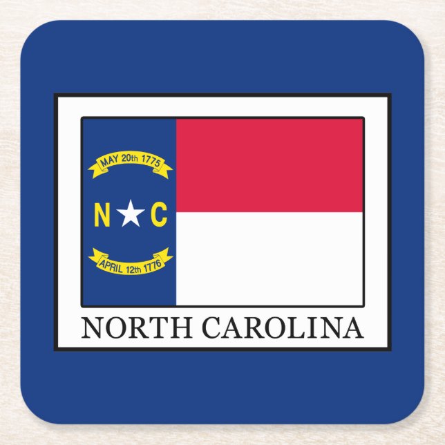 North Carolina Rechteckiger Pappuntersetzer (Vorderseite)