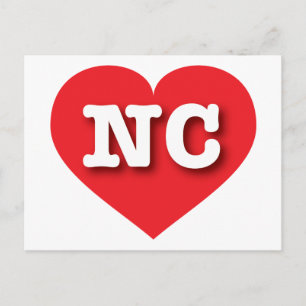 North Carolina Red Heart - I Liebe NC Postkarte