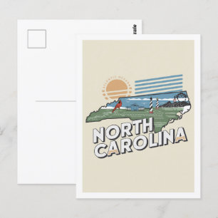 North Carolina Retro-Reise-Design ikonisches US Postkarte