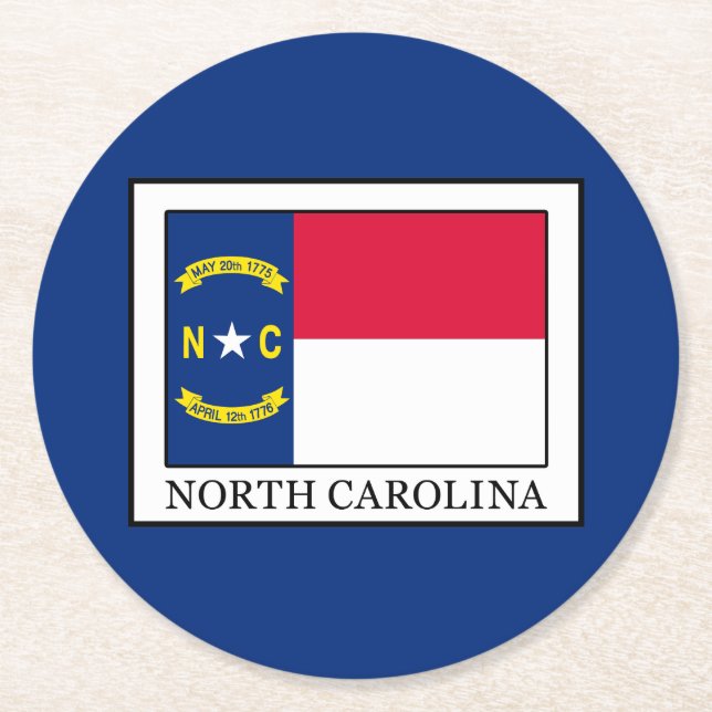 North Carolina Runder Pappuntersetzer (Vorderseite)