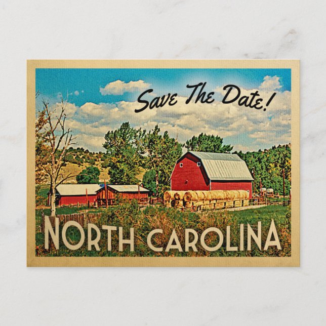 North Carolina Save the Date Bauernhof Rustikal Ankündigungspostkarte (Vorderseite)