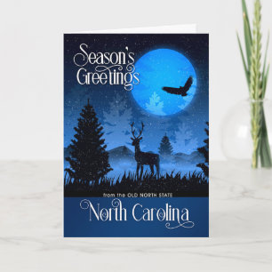 North Carolina Season's Greetings Woodland Deer Feiertagskarte