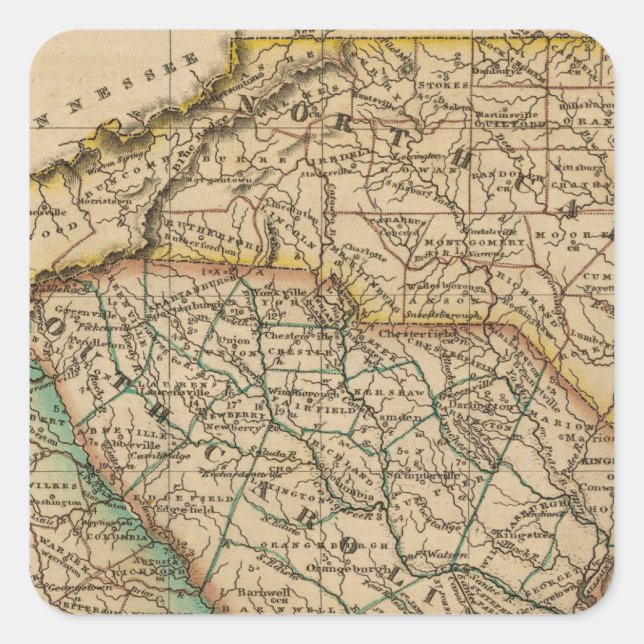 North Carolina, South Carolina, Georgien Quadratischer Aufkleber (Vorderseite)