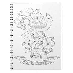 North Carolina Staat Bird and Blume Coloring Page Notizblock