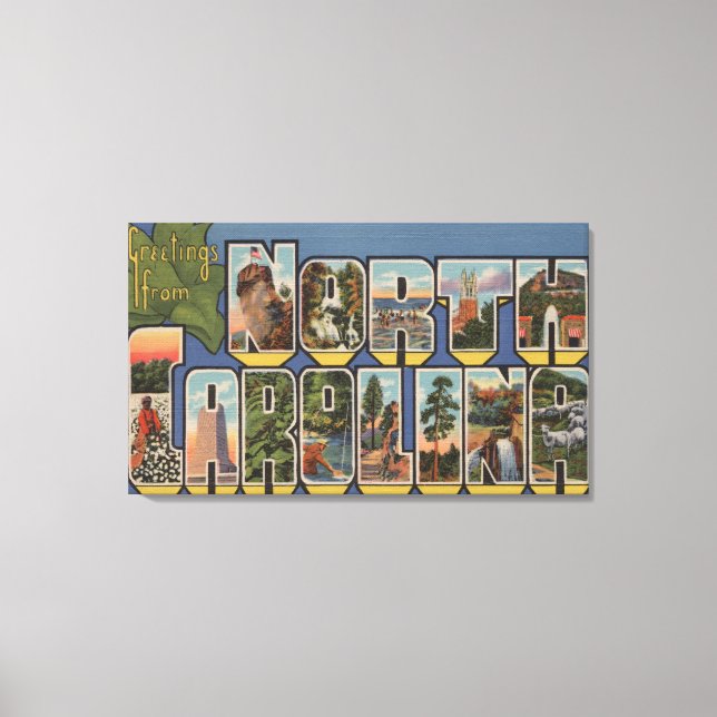 North Carolina (Staat Hauptstadt/Blume) Leinwanddruck (Vorderseite)