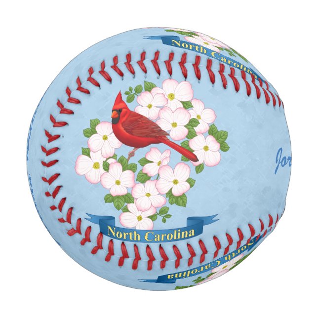 North Carolina Staat Kardinal Bird Dogwood Blume Baseball (Vorderseite Links)