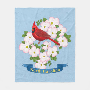 North Carolina Staat Kardinal Bird Dogwood Blume Fleecedecke