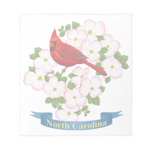North Carolina Staat Kardinal Bird Dogwood Blume Notizblock