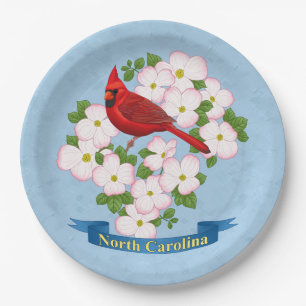 North Carolina Staat Kardinal Bird Dogwood Blume Pappteller