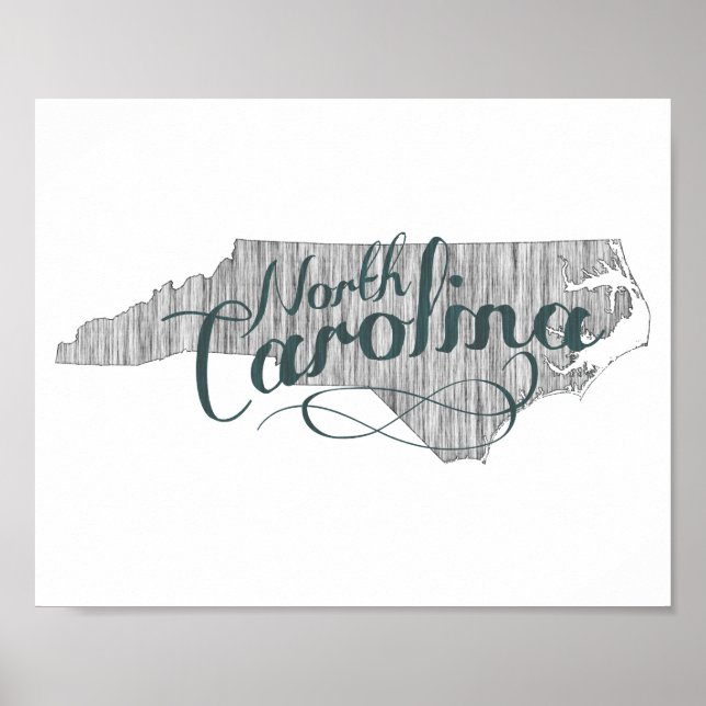 North Carolina Staat Typografie Poster (Vorne)