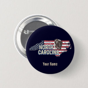 North Carolina Staat United Staaten Map USA Vintag Button