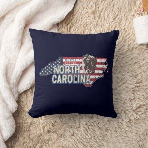 North Carolina Staat United Staaten Map USA Vintag Kissen