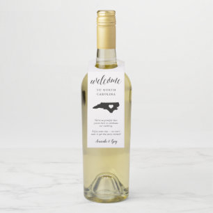 North Carolina Staat Wedding Welcome Gefallen Flaschenanhänger