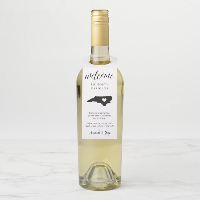 North Carolina Staat Wedding Welcome Gefallen Flaschenanhänger (Auf Flasche)