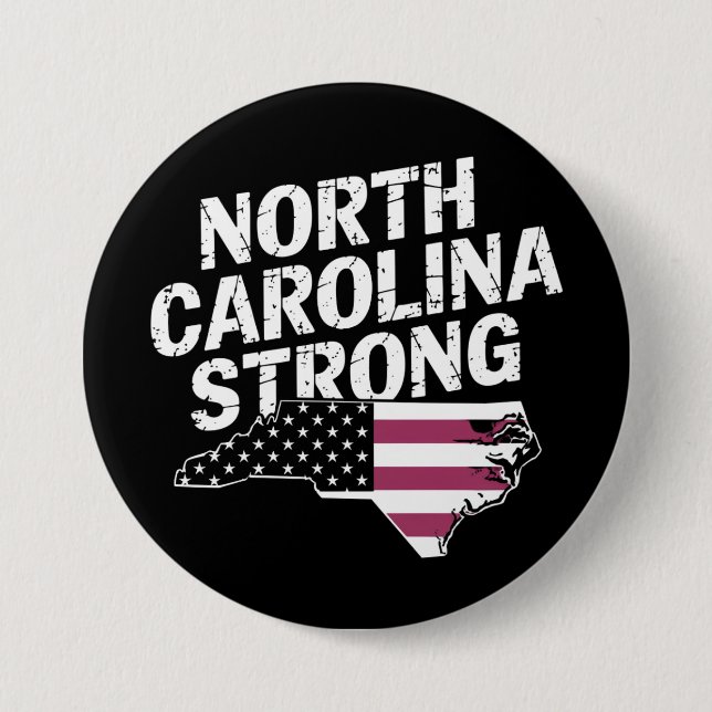North Carolina stark mit NC-Staat und US-Flagge Button (Vorderseite)