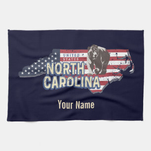 North Carolina State Vereinigte Staaten Karte USA Geschirrtuch