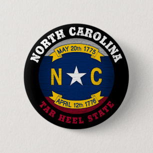 NORTH CAROLINA TAR HEEL STAAT FLAG BUTTON