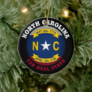 NORTH CAROLINA TAR HEEL STAAT FLAG KERAMIK ORNAMENT