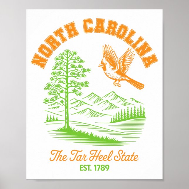 North Carolina Tar Heel State Kardinal Kiefer  Poster (Vorne)