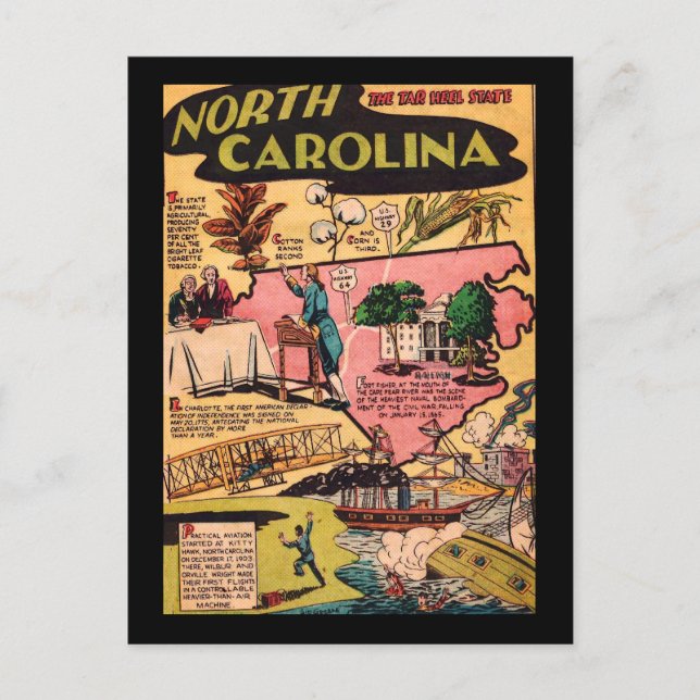 North Carolina The Tar Heel Staat Postkarte (Vorderseite)