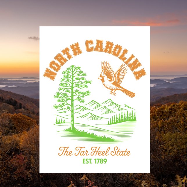 North Carolina The Tar Heel State Est. 1789 Travel Postkarte (North Carolina)