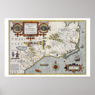 North Carolina, Titel "Virginiae item et Floridae" Poster