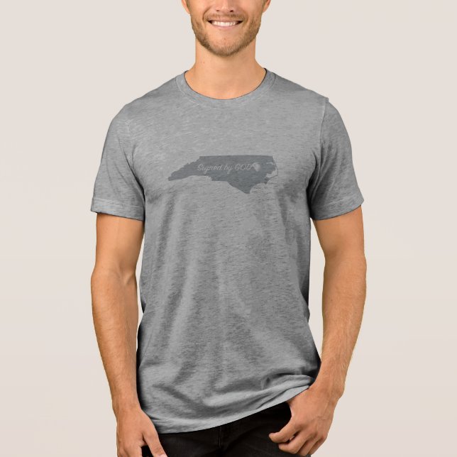 North Carolina Unterzeichnet von Gott Tri-Blend Shirt (Vorderseite)