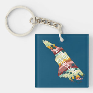 North Carolina USA Staat Karte Beschreibung Colorf Schlüsselanhänger