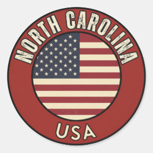 North Carolina Vereinigte Staaten von Amerika Runder Aufkleber