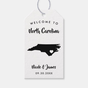North Carolina Wedding Welcome Bag Tags, Karte Geschenkanhänger