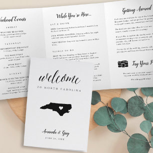 North Carolina Wedding Welcome Letter & Itinerary Dreifach-gefaltete Programmkarte