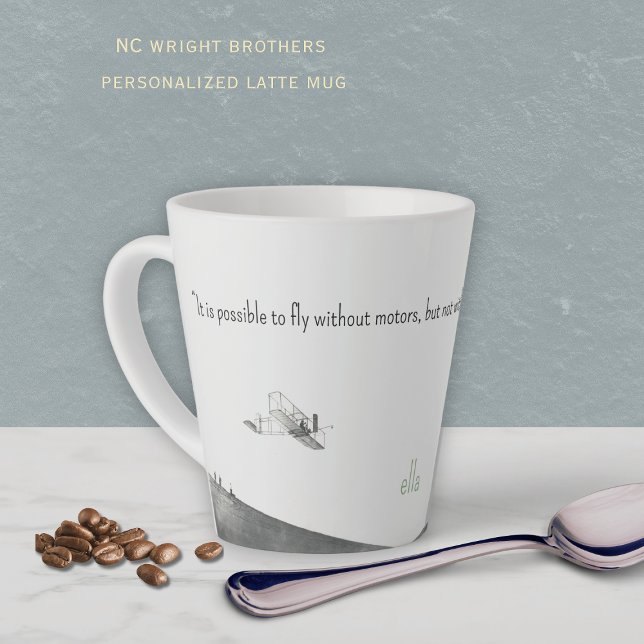 North Carolina Wright Brothers Latte Tasse (The Wright Brothers Personalized latte mug, represent North Carolina!)