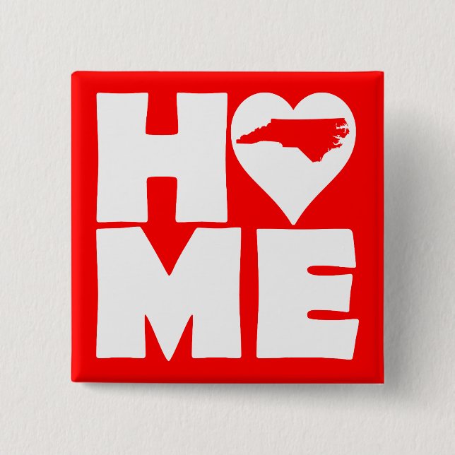 North Carolina Zuhause Heart Staat Button Abzeiche (Vorderseite)