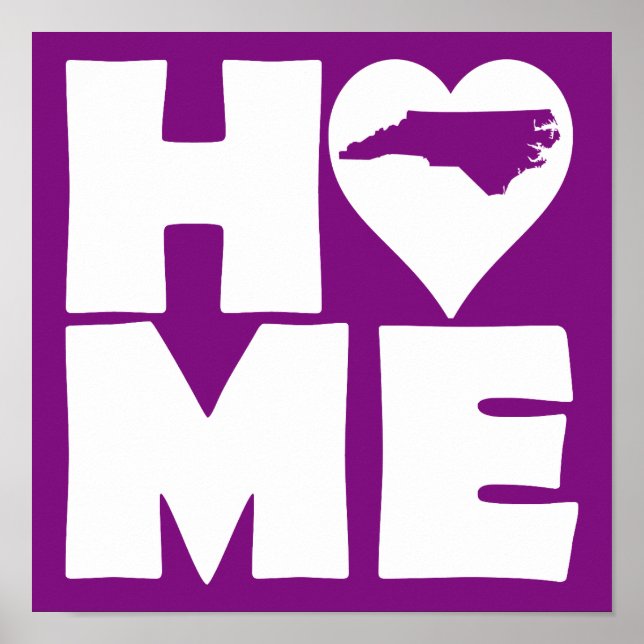 North Carolina Zuhause Heart Staaten Poster Sign (Vorne)