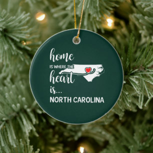 North Carolina Zuhause ist das Herz Keramik Ornament