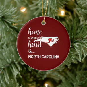 North Carolina Zuhause ist das Herz Keramik Ornament
