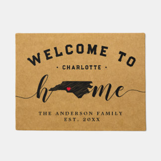 North Carolina Zuhause Staat Karte USA Minimal Wil Fußmatte