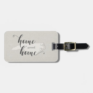 North Carolina - Zuhause Sweet Zuhause burlap look Gepäckanhänger