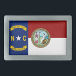 North Carolinaflagge Rechteckige Gürtelschnalle<br><div class="desc">Flagge und großes Siegel des Staat von Nord-Carolina</div>