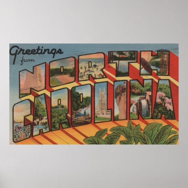 North CarolinaGroße Buchstabenszenen Poster (Vorne)